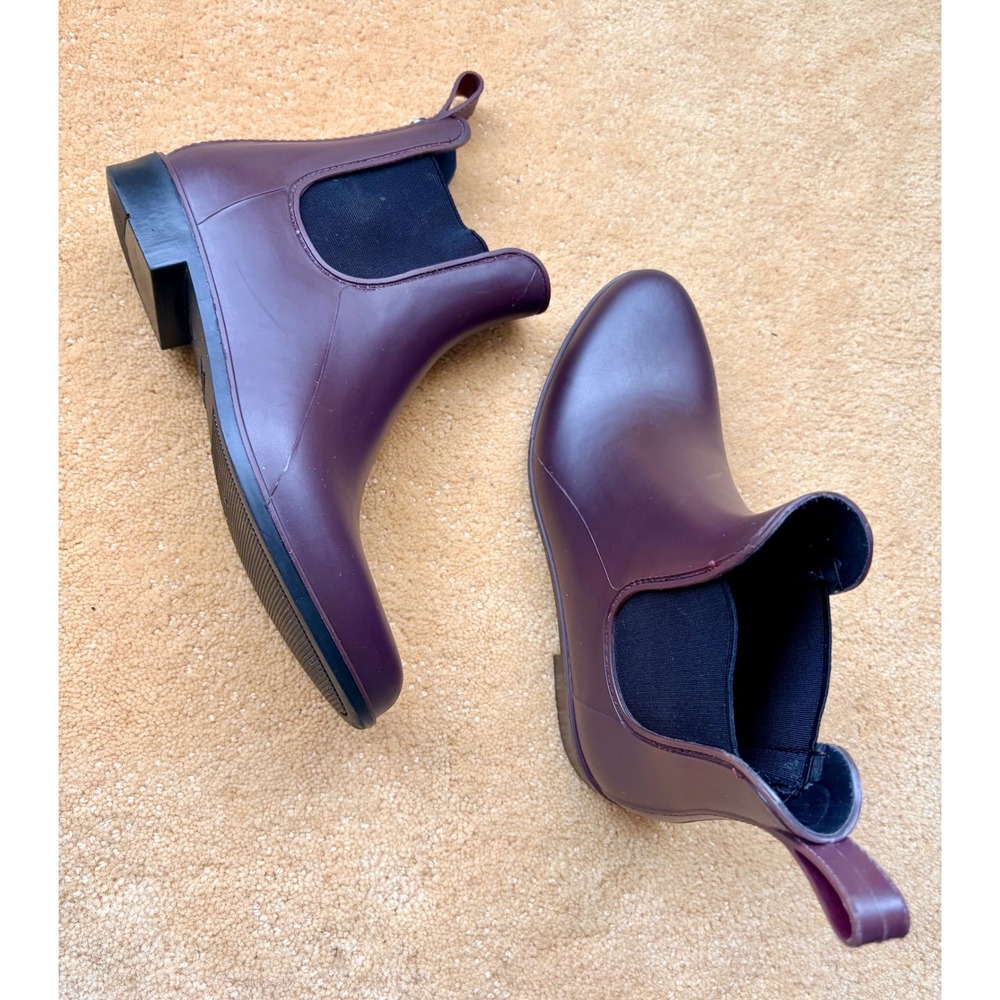 Sam Edelman Womens Rain Boots Burgundy Chelsea Style Elastic Ankle Size 8‎